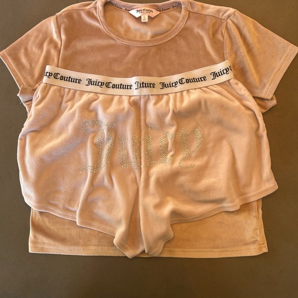 Juicy Couture Blush Pink Velour Set with Rhinestones- lounge or pajama set - Picture 8 of 9